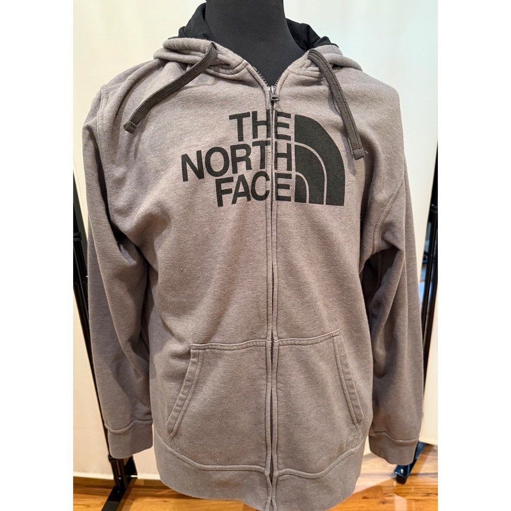 The North Face Mens Gray Full Zip Fleece Hoodie Logo Sweatshirt XL